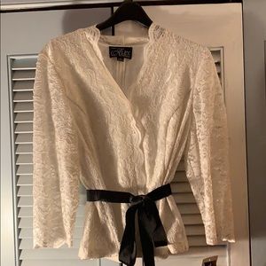 Ivory shimmery evening top.